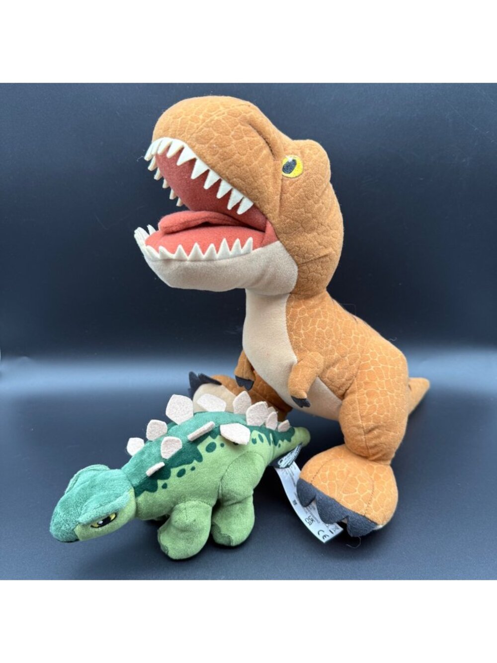 Jurassic World Lot of 2 Plush T-Rex Stegosaurus Dino Roar Sounds Dinosaur Toy